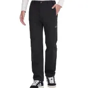 【Jack wolfskin 飛狼】男 防風防潑水休閒保暖長褲 Softshell 軟殼褲(午夜黑)