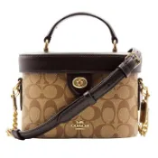 COACH 女士盒子包手提斜跨斜背包 化妝包 78277 棕拼黑色 IMCBI~【 菲尼斯 國際精品 ★初秋極享】