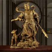協貿國際日用品生活2館 二郎神神像純銅二郎神楊戩擺件哮天犬二郎真君居家供奉客廳工藝品