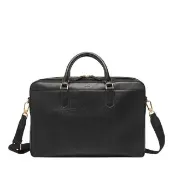 【FOSSIL】Asher 真皮公事包-黑色 MBG9614001