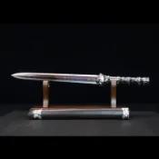廠家批發[龍泉劍莊]刀劍 烏木百煉花紋鋼鍛打 中式傳統寶劍一體長短劍