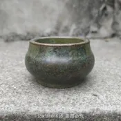 古玩老銅古董雜項收藏仿古老黃銅宣字款小壇子小香爐擺老物