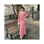 (店+)素行紀元蕾絲上衣高級感包臀魚尾裙套裝設計感打底襯衫7317