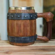 東方國際精品 （爆款熱賣）（國際精品）海賊王同款酒杯水杯動漫同款不鏽鋼仿橡木桶啤酒杯道具杯子馬克杯