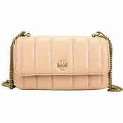 【TORY BURCH】Kira 迷你款 納帕小羊皮絎縫鍊帶肩/斜背包(裸膚色 真皮 TB)