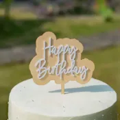 野事選物 ◆ 台灣現貨 ◆ 森系木質生日插牌 蛋糕插牌 生日快樂 蛋糕擺件 蛋糕裝飾 生日佈置