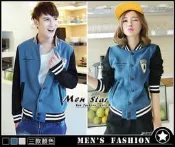 【Men Star】免運費 韓版拚色棒球套裝 羽絨外套 防風外套 男 女 媲美 a&f levis roots lee