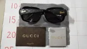 【二手衣櫃】GUCCI 太陽眼鏡 雙G皮紋 亞洲版高鼻墊 李冰冰代言 時尚典雅設計皮革拼貼亞洲板高鼻墊 引領潮流時尚逸品