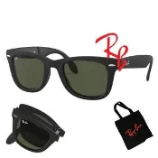 【RayBan 雷朋】折疊式太陽眼鏡 RB4105 601S 54mm RB2140摺疊款 霧黑框墨綠鏡片 公司貨