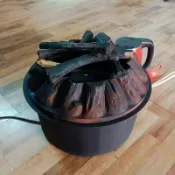 #熱銷 圓形仿真火3D霧化圓碳插電發光碳燃燒柴頭假火焰電子木材 火盆壁爐