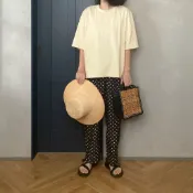 無印良品 MUJI 女 棉混涼感 寬版 短袖T恤