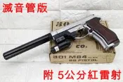 2館 WG 301 M84 貝瑞塔 手槍 CO2槍 銀 5公分 紅雷射 滅音管版 直壓槍 獵豹 小92 M9
