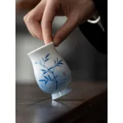 釉下彩 手繪 竹子 聞香杯 高身 聚香杯 陶瓷 品茗杯 客杯 套組 不燙手 小茶杯 茶道用品 陶瓷杯具 手工製作