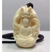 極品珍藏‼️天然《猛瑪象牙(非保育類)》大師級 滿工高浮雕《御龍如來》➡️ 贈 粗版精緻款綁繩