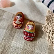 俄羅斯娃娃 刺繡布胸針 (第二代)