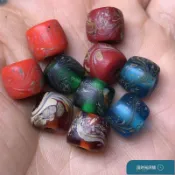 原住民 DIY琉璃珠 陶珠 手串 飾 古珠 尼泊爾迴流手工飾老琉璃多色鳳紋