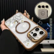 波斯菊花朵 磁吸防摔殼 金屬鏡頭支架 磁吸手機殼 iPhone 17 16 15 14 13 12 11 Max 防摔殼