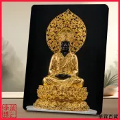 現💖滿額免運🔥清水祖師 清水祖師爺 畫像家居擺台方形黑金蓮花座精緻擺件禪意客廳祈福安宅【結緣，轉運，招财，正財，偏財，】