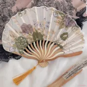桃園出貨✨小扇子隨身便攜古風貝殼扇摺疊清涼扇道具漢服古典中國風扇子摺扇