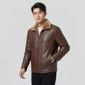 (店+)皮衣男防風防水皮衣外套夾克立領防潑水短版男生休閒皮夾克皮外套
