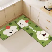 可客製 多彩小狗 廚房地墊 吸水吸油 防滑 耐髒 速乾 脚踏墊 矽藻土地墊 硅藻土軟地墊 止滑墊 速幹 長條墊