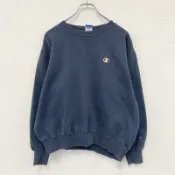【DOKODEMO】Champion 運動衫/運動鞋，附刺繡標誌，藏藍色，L 碼，古著。