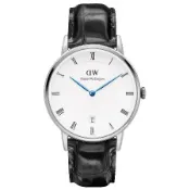 DW Daniel Wellington Dapper 時尚皮革腕錶-銀框/34mm(DW00100117)
