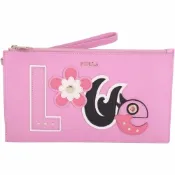 FURLA Eden XL LOVE 皮革補丁貼牛皮手拿包(粉色)