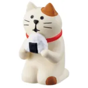 《齊洛瓦鄉村風雜貨》日本雜貨zakka 日本正版DECOLE加藤真治 旅行貓系列 三花貓愛吃擺飾小公仔 貓咪吃飯糰裝飾