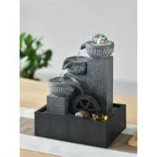 (店+)小型風水輪流水車轉動噴泉加濕器客廳家居桌面設迴圈水流裝飾擺件