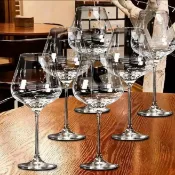  【輕奢酒杯】奢華歐式勃艮第赤霞珠紅酒杯無鉛水晶高檔套裝家用紅酒杯玻璃透亮 品酒杯 高腳杯 玻璃杯 葡萄酒杯 聞香杯 香檳