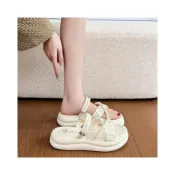 (店+)女鞋夏季小個字小尺碼親子拖鞋一鞋兩穿大尺碼鞋子 涼鞋女夏季寬楦舒適運動拖鞋增高防滑耐磨厚底涼鞋韓國黑色輕量透氣涼拖鞋一腳蹬懶人鞋娃娃鞋厚底鞋沙灘鞋女涼鞋防臭涼鞋編織涼鞋