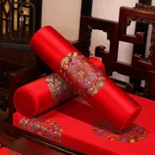 客製化尺寸 可開發票 中式圓柱抱枕大紅扶手枕高檔糖果枕長條靠枕腰枕 沙發墊 實木沙發坐墊 木椅墊 可拆洗