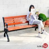 LOGIS｜塑木鑄鋁公園椅 台灣現貨 休閒長椅有靠背帶扶手 戶外庭院椅 休閒椅 廣場適用  (PARK-M)