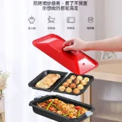 110V電煮鍋 多功能料理鍋 家用鴛鴦鍋 大容量電火鍋分離電烤爐 台灣專用小家電 3.5L電煮鍋 陶瓷釉電煮鍋