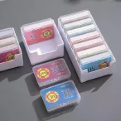 【臺灣出貨】麻將籌碼卡片盒透明盒撲克桌面卡牌麻將牌盒數字卡片銀行卡收納盒