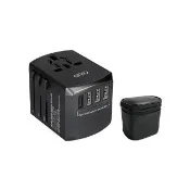 【anra】全球通用旅行萬用轉接頭(3USB+Type-C 4.5A 萬國轉接頭 旅充 電源轉接頭 插座 充電器 附收納包)