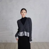 【giordano ladies】25FW 麻花撞色針織外套(02355543)