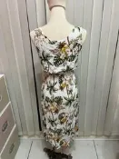 出清熱帶圖案休閒渡假連身無袖洋裝