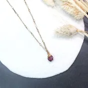 VIIART。紅玫瑰。 Vintage天然紅寶石原礦古著金項鍊|極少量限定