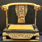 《觀音佛俱精品百貨》高級精緻1尺6貼二尺（底台4寸高）仿黑檀入檜木龍頭龍椅屈椅文椅神明椅 貼椅