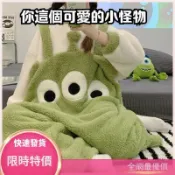 東方國際精品 （爆款熱賣）（國際精品）【免運】冬季新品 刷毛加厚 女生 法蘭絨 連身連身女 連帽保暖居家 卡通 三眼怪史迪奇熊抱哥 長 露天市集