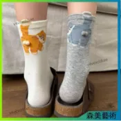 【店主强推】均碼 中筒襪 可愛襪子 貓咪襪子 毛球襪 襪子 長筒襪 卡通襪 少女襪 橘貓襪 灰貓襪 米白襪 黑襪 長襪