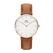 【Daniel Wellington】DW 手錶 Classic Durham 36mm淺棕真皮皮革錶 絕版(兩色 DW00100111)