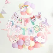 最快隔日到店 兔子拉旗 花朵 生日拉旗 生日快樂拉旗 生日道具 生日佈置 字母拉旗 派對布置 抓週布置 生日掛旗