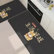 昕購商鋪 48H出貨2026新款卡通小狗地墊硅藻泥耐臟易打理兩件套廚房吸水防滑腳踏墊