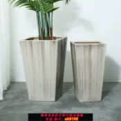 什物集 【台灣公司 可開發票】方形高筒北歐風花盆陶瓷特大號簡約豎紋客廳落地庭院金錢樹散尾葵