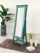 新生活家具NewlifeFurniture 【新生活家具】《美美》 綠色 白色 藍綠色 全身鏡 立鏡 穿衣鏡 化妝鏡 珠寶穿衣鏡 珠寶櫃 首飾櫃 鏡子 美式鄉村 收納