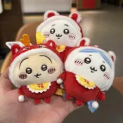新年恭喜發財春節祝福語烏薩奇小八吉伊舞獅絨毛公仔包掛件