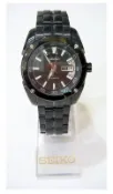 *格斯小舖* SEIKO 機械時尚腕錶*自動兼手上鍊機芯*後底蓋鏤空設計*IP真空電鍍黑*100米防水